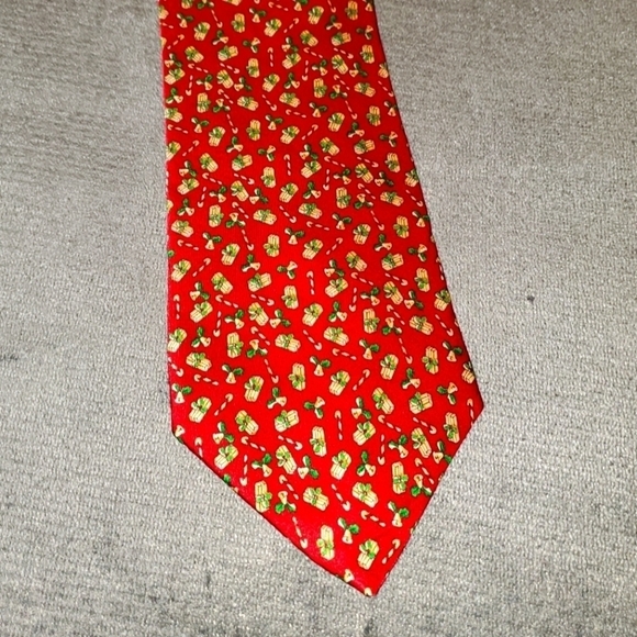 Christmas Necktie Red Presents, Bells, Candycanes - Picture 1 of 6
